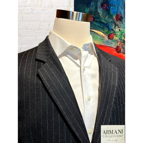 Armani Collezioni 44L 35x30 Gray Stripe Mens Wool Cashmere Flannel Finish Lux - Picture 4 of 16